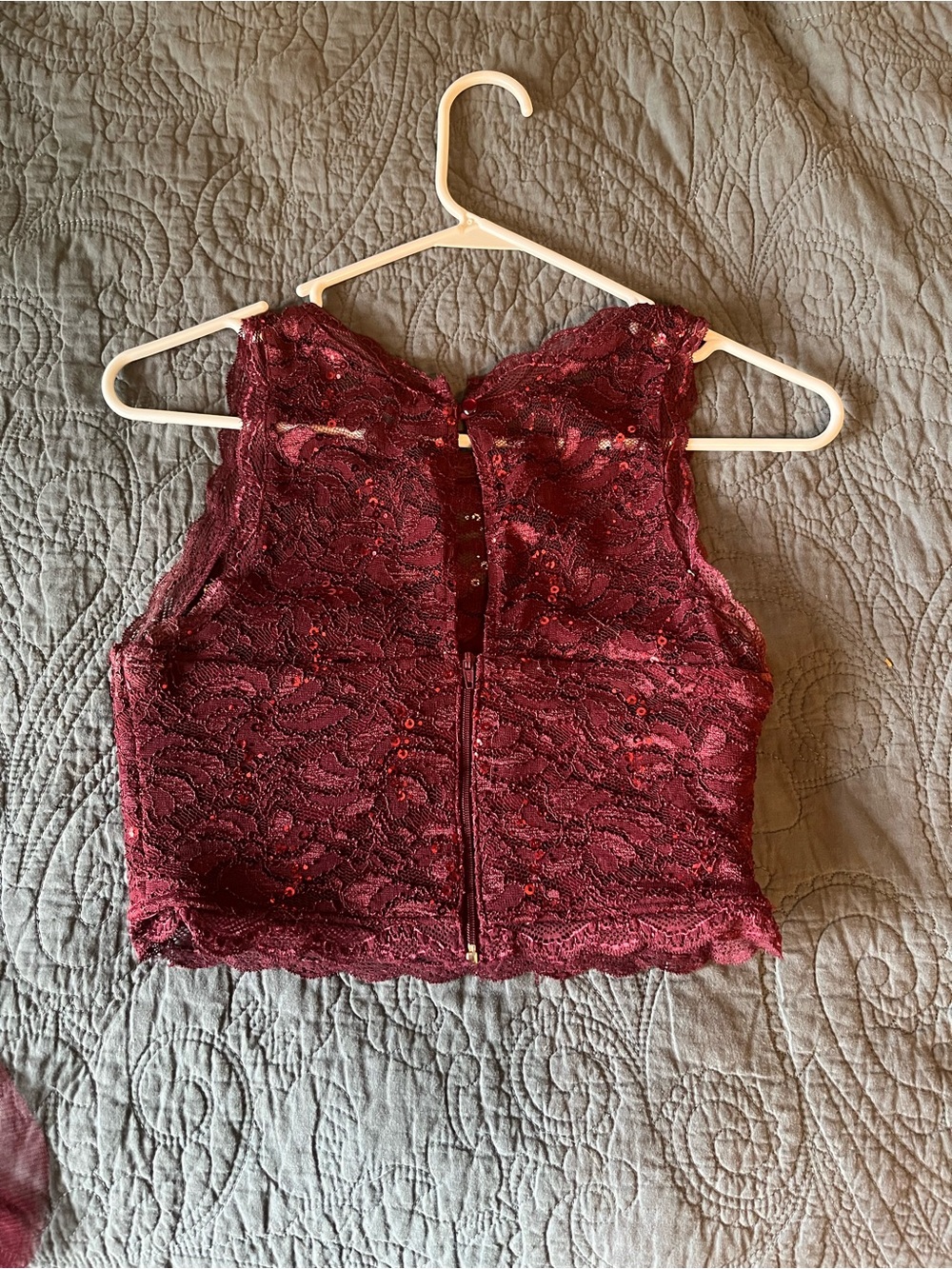 My Michelle Burgundy Lace Two-Piece Homecoming Dress - ALTERED PLS READ - Picture 4 of 4